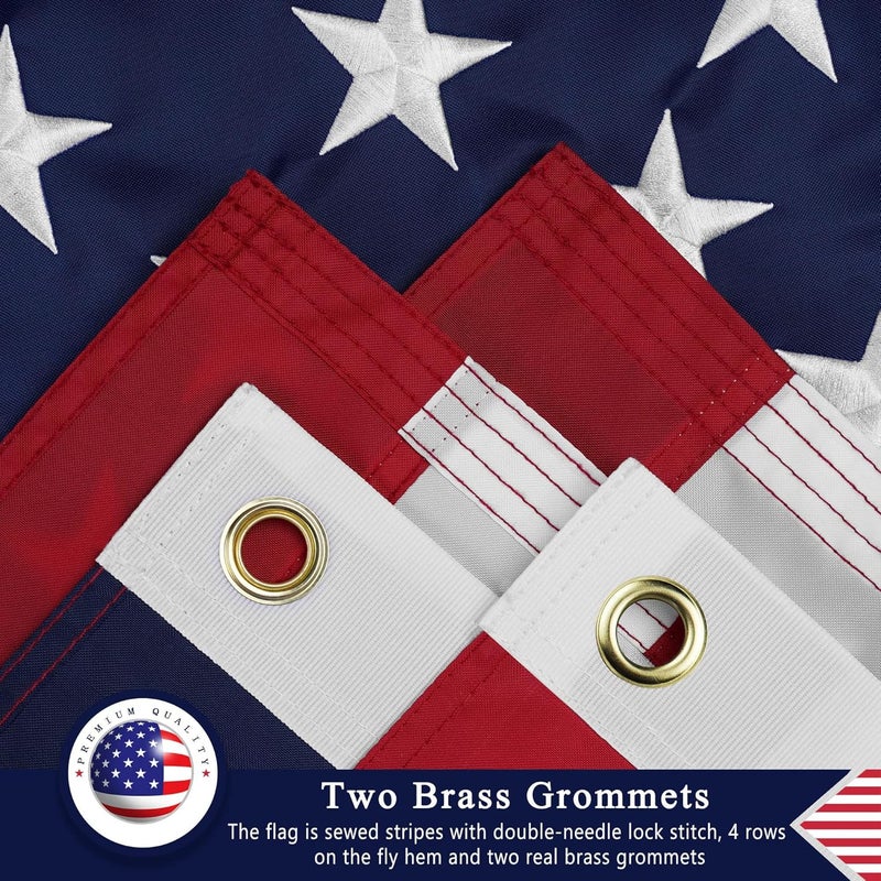 DANF FLAG American Flag 8x12 Ft for Outside, Heavy Duty Nylon US Flags for High Wind Outdoor, Fade Resistant and Waterproof USA Flag with Embroidered Stars, Sewn Stripes, Brass Grommets - Image 2